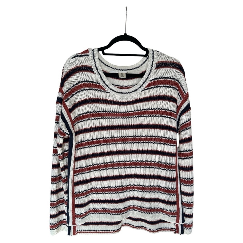 EUC Max Studio Women's Multicolor Cotton Striped Long Sleeve Pullover Sweater
